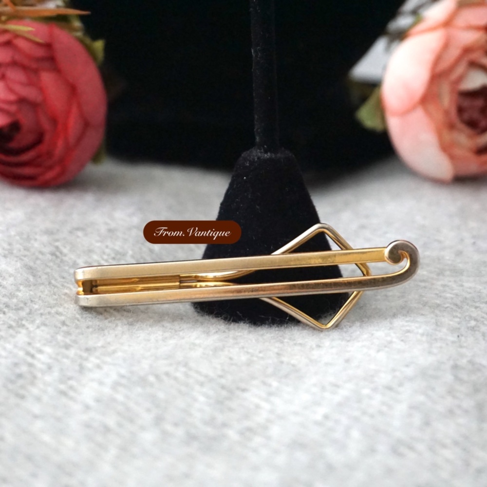 👔 ANTIQUE [SWANK KLIP - Pat. No. 714540] Men Suit Golden Tie Clip 📎